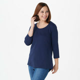 NWT Isaac Mizrahi Live! Essentials Pima Cotton 3/4 Sleeve Top. A300290 XS