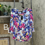 JM Collection Women's Flowy Floral 3/4-Sleeve T-Shirt
