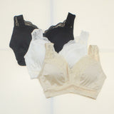 Rhonda Shear 3-Pack Pinup Bras With Removable Pads Black/ White/ Nude Medium