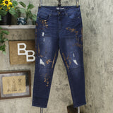 DG2 by Diane Gilman Virtual Stretch Crosshatch Destructed Skinny Jeans Indigo 10