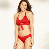Kona Sol Women's Medium Coverage Tab Side Hipster Bikini Bottom Red XL