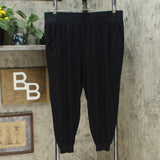 AnyBody Cozy Knit Ribbed Jogger Pants Black Petite Large
