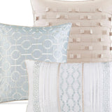 Madison Park Addison 7-Piece Queen Comforter Set Bedding Aqua / Beige
