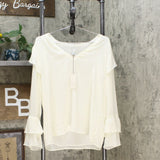 A New Day Women's Ruffle Long Sleeve V-Neck Blouse Shirt Top