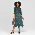 Who What Wear Women's Floral Print Mid-Rise Scarf Hem Midi Skirt