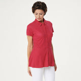 Isaac Mizrahi Live! Women's Polka Dot Button Front Knit Peplum Top