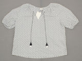 A New Day Women's Printed Short Bubble Sleeve Tassel Blouse Shirt Top