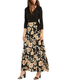 INC International Concepts Tie Side Printed Skirt Maxi Dress Black 16