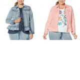 DG2 by Diane Gilman Women's Plus Size Ruffle Hem Sorbet Denim Jean Jacket