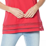 DG2 by Diane Gilman Women's Crochet Trim Tank Top Red Plus 1X