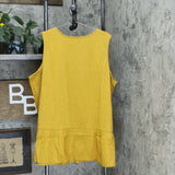 LOGO by Lori Goldstein Plus Size Lace Front Knit Back Peplum Tank Top