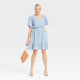 Knox Rose Women's Flutter Short Sleeve Gauze A-Line Dress
