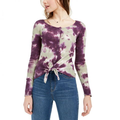 Ultra Flirt Women's Junior Fit Tie Dye Thermal Top