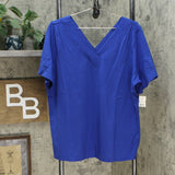 Denim & Co. Women's Plus Essentials Crossover V-Neck Short Sleeve Top