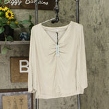 Prologue Women's 3/4 Sleeve Pleated V-Neck Blouse