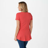 Isaac Mizrahi Live! Women's Short-Sleeve Curved Back Hem Knit Top