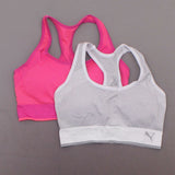Puma Women's 2 Pack Active Performance Sports Bras Pink / Gray Medium