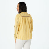 LOGO by Lori Goldstein Lavish Embroidered Textured Woven Blouse