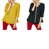 JM Collection Women's Jeweled V-Neck Tiered Hem Blouse