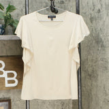 Slinky Brand Women's 2 Pack Cascade Ruffle Tunic Shirt Top Sand / Navy Small