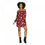 Xhilaration Women's Floral Print Smocked Top Off The Shoulder Mini Dress