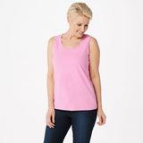 NWT Denim & Co. Eyelet Button Front Shirt and Tank Set. A351579 Large