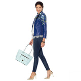 Colleen Lopez Women's Embroidered Faux Leather Jacket
