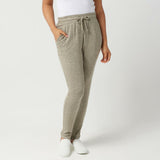 AnyBody Women's Plus Hacci Slim Leg Pants With Ruffle Pockets Olive 3X