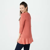 LOGO by Lori Goldstein Rayon 230 Top Asymmetric Satin Hem Coral Medium