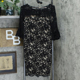 DKNY Women's Lace Bell Sleeve Sheath Dress Black 8