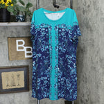 Isaac Mizrahi Live! Women's Engineered Floral T-Shirt Dress Aqua XL