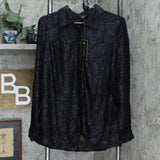 DG2 by Diane Gilman Womens Velvet Burnout Button Front Tunic Shirt Top