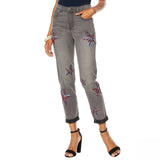 DG2 by Diane Gilman Women's Virtual Stretch Embroidered Star Jeans