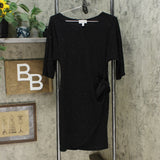 Robbie Bee Women's Glitter Faux Wrap Dress Black Petite Small