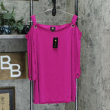 JM Collection Petite Grommet Cold Shoulder Knit Top