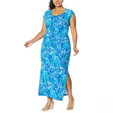 Colleen Lopez Women's Isle Be There Maxi Dress Blue Ikat Plus 2X