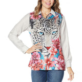 DG2 by Diane Gilman Women's Satin Woven Long Sleeve Blouse