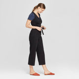 Universal Thread Women's Button Front Jumpsuit With Belt Black 16