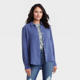 Universal Thread Women's Long Sleeve Relaxed Fit Gauze Button-Down Shirt