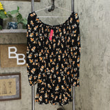Xhilaration Women's Floral Long Sleeve Square Neck Smocked Top Mini Dress