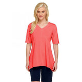 Denim & Co. Women's Perfect Jersey V-neck Trapeze Hem Knit Top