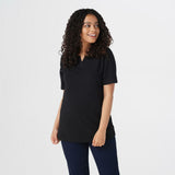 Denim & Co. Essentials & Co. Women's Essentials Jersey Split Top Black Plus 2X