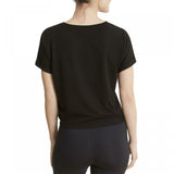 Danskin Women's Short Sleeve French Terry Tie Front Shirt