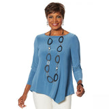MarlaWynne Women's Jersey Knit Asymmetric Blouse