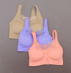 Rhonda Shear 3 Pack Seamless Bras With Lace Inlay Large