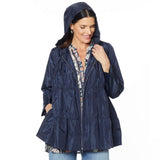 DG2 by Diane Gilman Women's Plus Size Water Resistant Tiered Raincoat