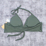 Kona Sol Women's Faux Wrap Halter Bikini Top with Cut Outs