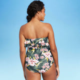 New Kona Sol Bandeau Flounce High Coverage One Piece Swimsuit. AFK67-Nostrap S