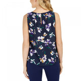 Nine West Women's Sleeveless Floral Print Pleated Top