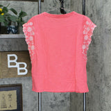 Belle by Kim Gravel Women's Slub Knit Eyelet Flutter Sleeve Top